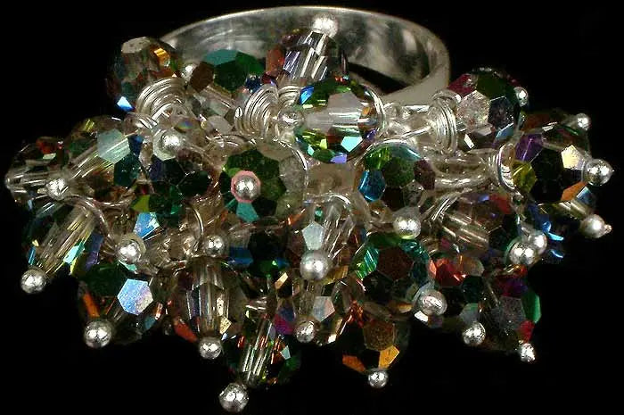 Multicolour Gemstone and Crystal Sterling Silver Ring