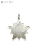 Coral and Turquoise Tribal Sunburst Sterling Silver Pendant